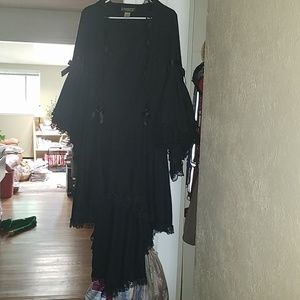Bellsleeved black dress